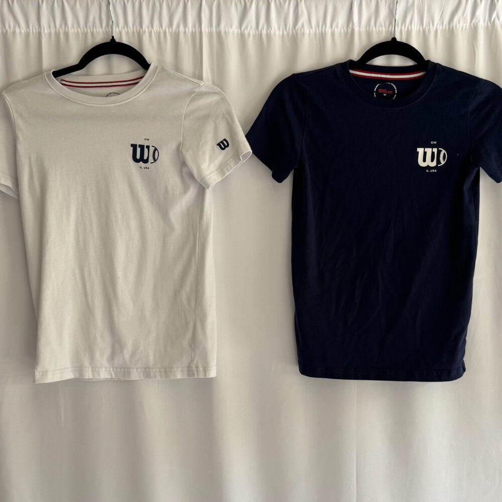 Set of 2 - Wilson Navy and White Baseball youth Tshirt Medium - 370